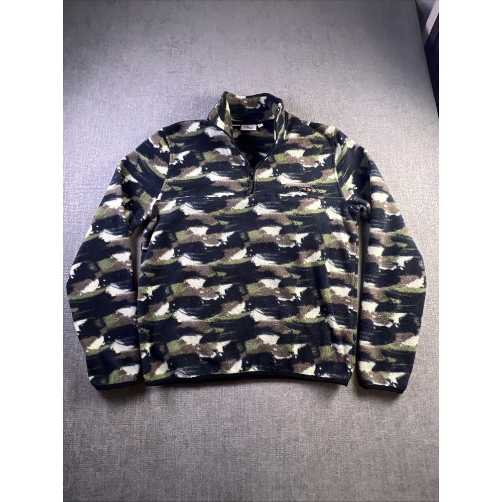 Conspiracy by WESC Camo Fleece Pullover Sweatshirt 1/4 Zip Men's L Women's XL